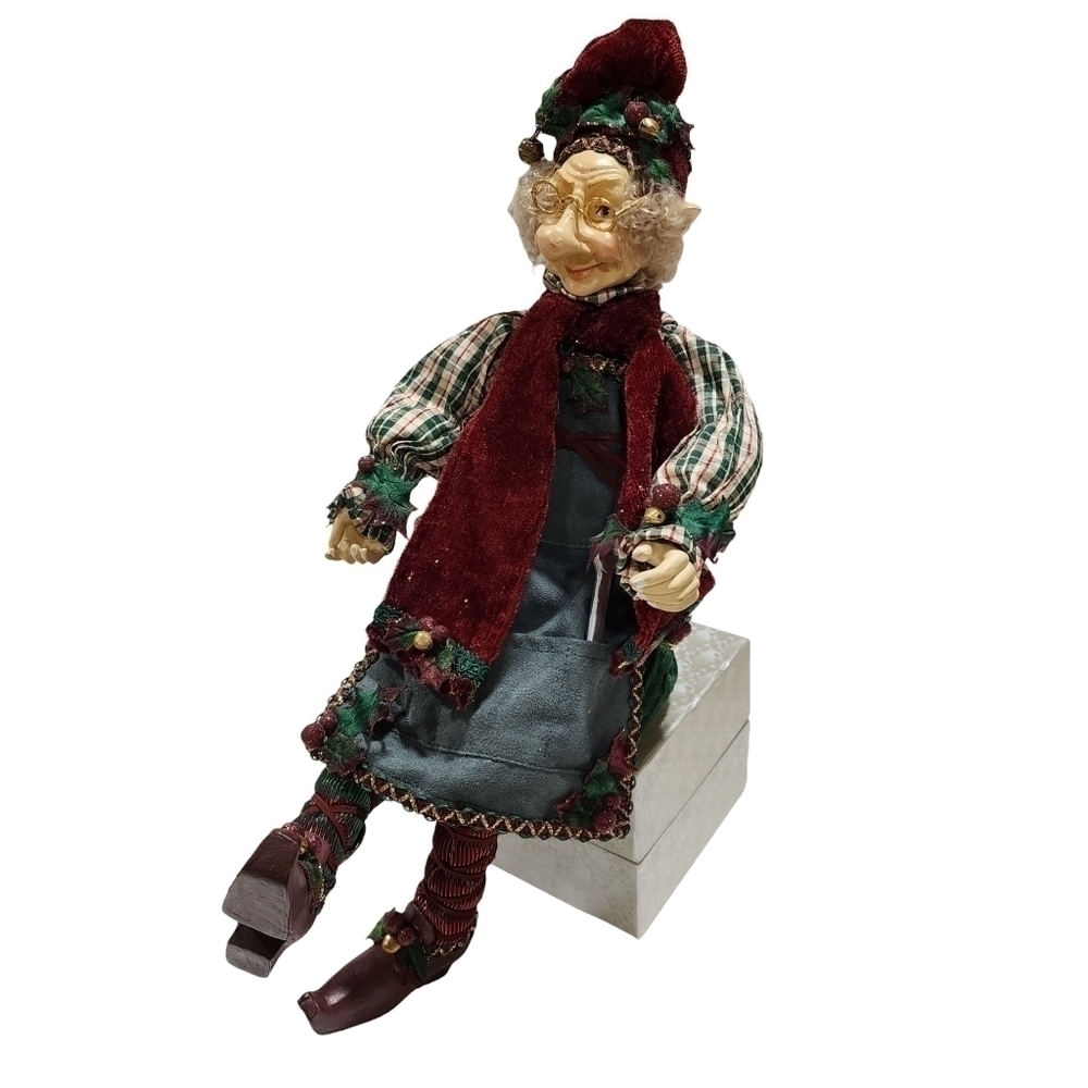 Santa's Helper Head toy maker Elf posable figure 19" Old World